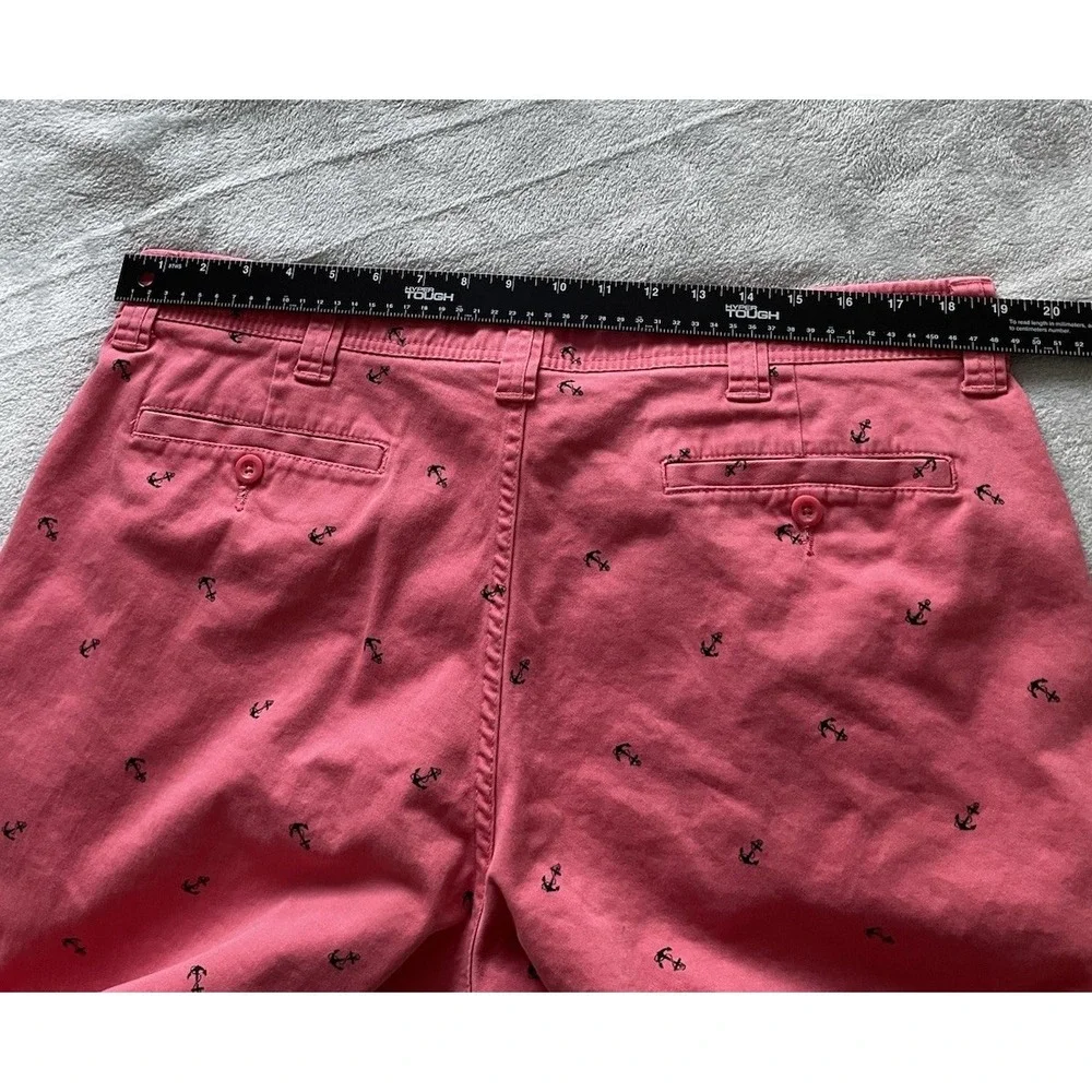 St‎ Johns Bay Shorts Mens 38 Pink Anchor Nautical Preppy Coastal Stretch Chino